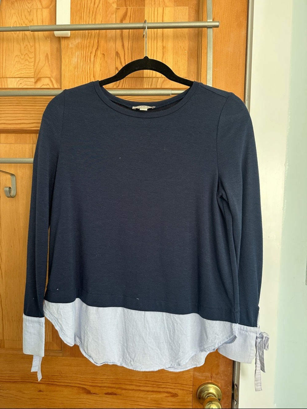 Ann Taylor Navy Top with Light Blue Shirttail Layer
